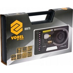 VOREL 80970 ZESTAW SZLIFIERKA PNEUMATYCZNA PROSTA MINI 16 EL.