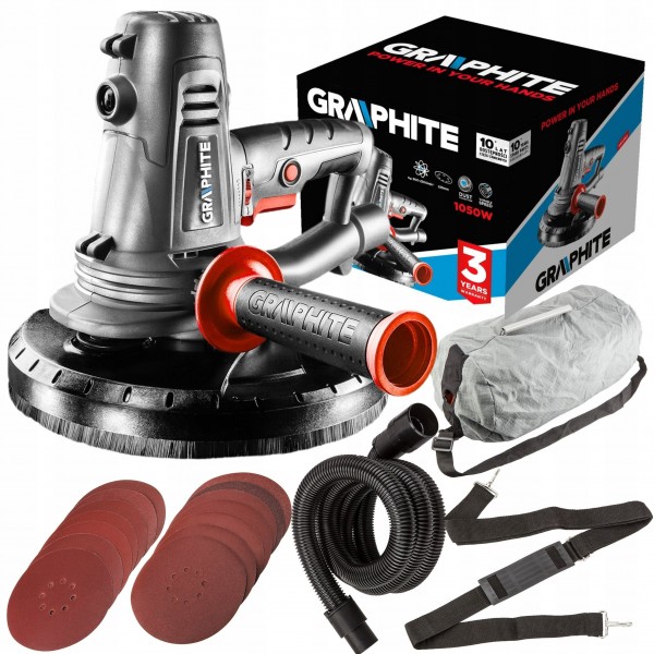 GRAPHITE SZLIFIERKA DO GIPSU ŻYRAFA 1050W 225mm SYSTEM ODPYLANIA 59G262