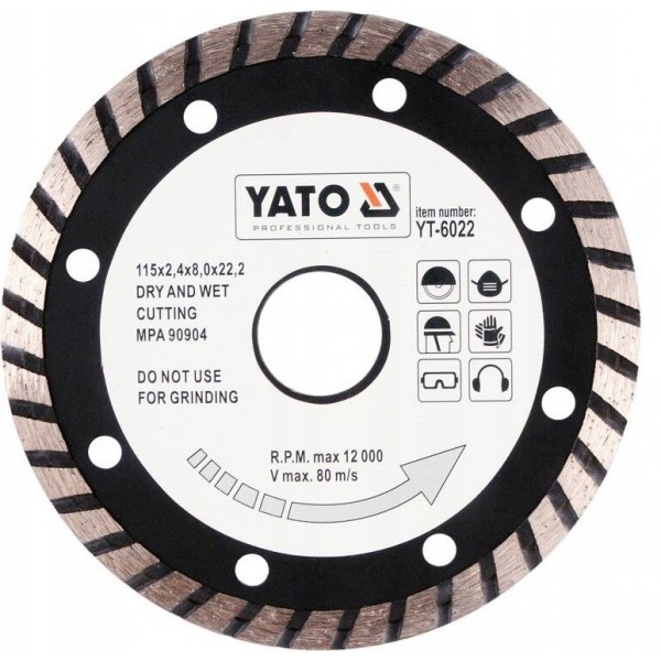 YATO TARCZA DIAMENTOWA, SEGMENTOWA TURBO DO BETONU KOSTKI 115 MM YT-6022