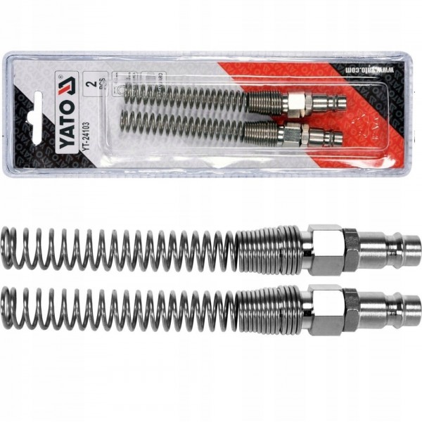 YATO STALOWE SZYBKOZŁĄCZE M ZE SPRĘZYNĄ NA WĄŻ 6X10MM 2 SZTUKI YT-24103