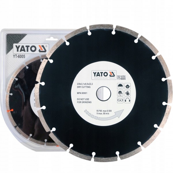 YATO TARCZA DIAMENTOWA DO CIĘCIA BETONU CEGŁY KAMIENIA SUCHO 230mm YT-6005