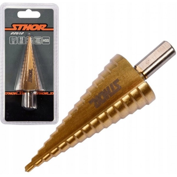 STHOR WIERTŁO STOPNIOWE CHOINKOWE 15-STOPNIOWE HSS DO METALU 4-32MM 22612 STHOR WIERTŁO STOPNIOWE CHOINKOWE 15-STOPNIOWE HSS DO METALU 4-32MM 22612