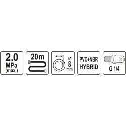 YATO WĄŻ PRZEWÓD PNEUMATYCZNY HYBRYDOWY 20M G 1/4'' FI 8.0MM YT-24234