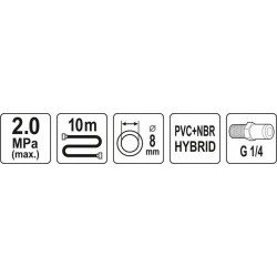 YATO WĄŻ PRZEWÓD PNEUMATYCZNY HYBRYDOWY 10m 1/4'' fi 8.0mm ZAKUTY YT-24233