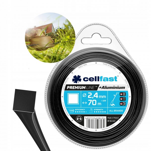 CELLFAST ZESTAW ŻYŁKA TNĄCA PODKASZARKI KWADRAT 2,4MM 70M 35-047 POLSKA