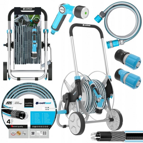 CELLFAST ZESTAW WÓZEK WĄŻ OGRODOWY EXPLORER MULTIFLEX 1/2" 50M +PISTOLET CELLFAST ZESTAW WÓZEK WĄŻ OGRODOWY EXPLORER MULTIFLEX 1/2" 50M +PISTOLET