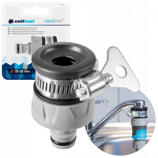 CELLFAST PRZYŁĄCZE UNIWERSALNE NA KRAN Z OBEJMĄ IDEAL 15-19MM 52-661 CELLFAST PRZYŁĄCZE UNIWERSALNE NA KRAN Z OBEJMĄ IDEAL 15-19MM 52-661