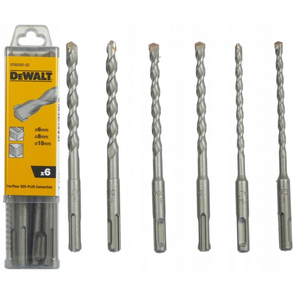 Wiertła do betonu SDSplus 6cz 6/8/10x 160mm DeWALT Wiertła do betonu SDSplus 6cz 6/8/10x 160mm DeWALT
