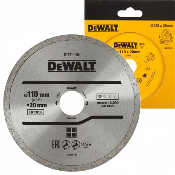 DeWALT TARCZA DIAMENTOWA 110x20mm CIĘCIA PŁYTEK CERAMICZNYCH GLAZURY DT3714