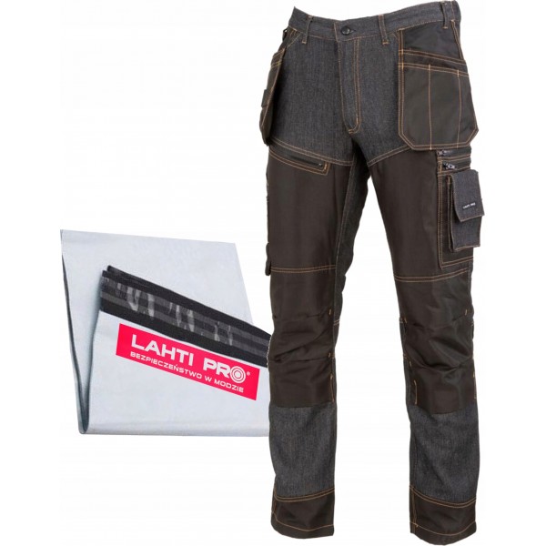 LAHTI PRO SPODNIE JEANSOWE ROBOCZE DŻINSY BHP WZMOCNIONE BHP L40528 r XXL LAHTI PRO SPODNIE JEANSOWE ROBOCZE DŻINSY BHP WZMOCNIONE BHP L40528 r XXL