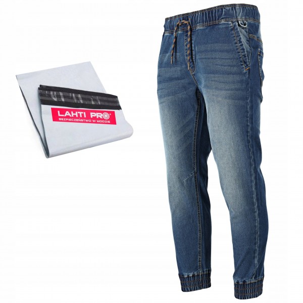 LAHTI PRO SPODNIE ROBOCZE JOGGERY JEANSOWE NIEBIESKIE STRETCH L405350 R. L LAHTI PRO SPODNIE ROBOCZE JOGGERY JEANSOWE NIEBIESKIE STRETCH L405350 R. L
