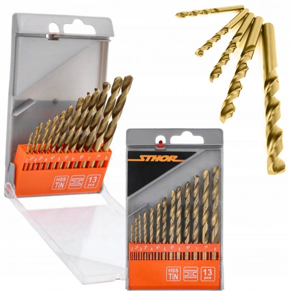 STHOR WIERTŁA DO METALU STAL HSS TYTAN ŚREDNICA 2-8 MM 13 SZTUK ETUI 22310 STHOR WIERTŁA DO METALU STAL HSS TYTAN ŚREDNICA 2-8 MM 13 SZTUK ETUI 22310