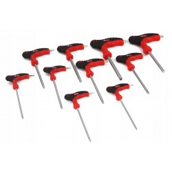 ZESTAW KLUCZE ŚRUBOKRĘTY WKRĘTAKI KĄTOWE TORX 10 SZTUK + METALOWY STOJAK