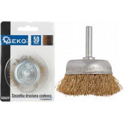 GEKO SZCZOTKA DRUCIANA CZOŁOWA MOSIĘŻNY DRUT 50MM Z TRZPIENIEM G00619