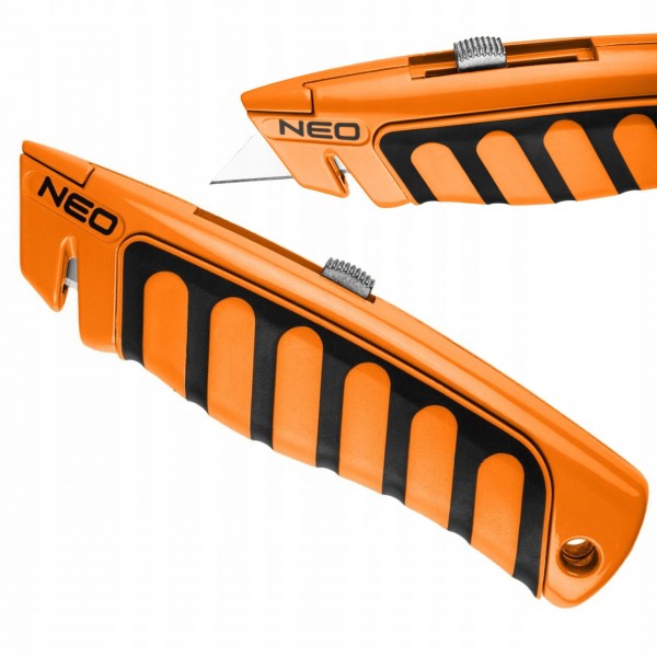 NEO NÓŻ Z OSTRZEM TRAPEZOWYM METALOWY KORPUS STAL ANTI SLIP HANDLE 63-707 NEO NÓŻ Z OSTRZEM TRAPEZOWYM METALOWY KORPUS STAL ANTI SLIP HANDLE 63-707