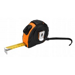 NEO MIARA ZWIJANA STALOWA 7,5m x25mm AUTO BLOKADA DWA PRZYCISKI STOP 67-224