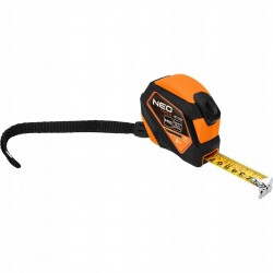 NEO MIARA ZWIJANA STALOWA 5m X19mm AUTO BLOKADA PRZYCISK STOP MAGNES 67-232
