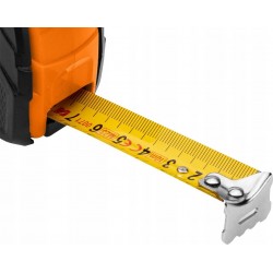 NEO MIARA ZWIJANA STALOWA 7,5m x25mm AUTO BLOKADA DWA PRZYCISKI STOP 67-224
