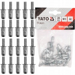 YATO NITOTRZPIENIE ALUMINIOWE NITOŚRUBY M5 ZESTAW 20 SZT. YT-36201