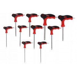 ZESTAW KLUCZE ŚRUBOKRĘTY WKRĘTAKI KĄTOWE TORX 10 SZTUK + METALOWY STOJAK