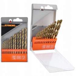 STHOR WIERTŁA DO METALU STAL HSS TYTAN ŚREDNICA 2-8 MM 13 SZTUK ETUI 22310