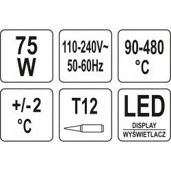 YATO STACJA LUTOWNICZA LED GROT T12 75W LUTOWNICA