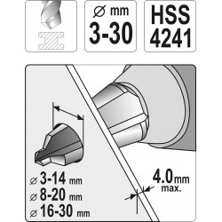 YATO Wiertło stożkowe 3-30mm STOPNIOWE 3 szt