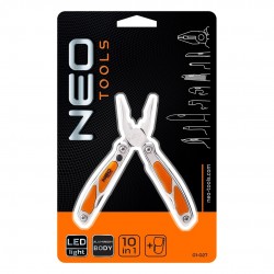 NEO MULTITOOL SCYZORYK NÓŻ SKŁADANY TURYSTYCZNY LATARKA LED 10 FUNKCJI MINI