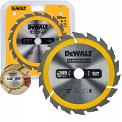 DEWALT TARCZA PIŁA DO DREWNA 165MM 20MM 18Z DT1933