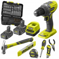 RYOBI WKRĘTARKA WIERTARKA UDAROWA AKUMULATOR R18DD3 +2x2Ah 18V AKCESORIA