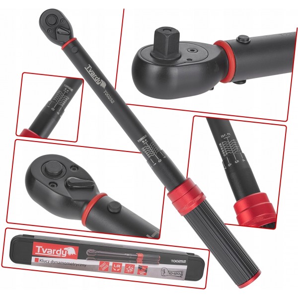 TVARDY KLUCZ DYNAMOMETRYCZNY 3/8" 10-120Nm PRAWY/LEWY GWINT ŚRUB T00252 TVARDY KLUCZ DYNAMOMETRYCZNY 3/8" 10-120Nm PRAWY/LEWY GWINT ŚRUB T00252