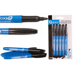 GEKO MARKER BUDOWLANY PERMANENTNY CZARNY CIENKI – ZESTAW 5 SZTUK G29021