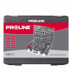 PROLINE ZESTAW 217el KLUCZE NASADOWE i PŁASKIE 1/4" 3/8" 1/2" WALIZKA 58217