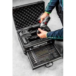 GRAPHITE ZESTAW WIERTARKO WKRĘTARKA 2x2ah 18V 10mm UCHWYT +109el WALIZKA