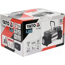 YATO KOMPRESOR SAMOCHODOWY Z MANOMETRTEM 12V POMPKA SPRĘŻARKA 250W