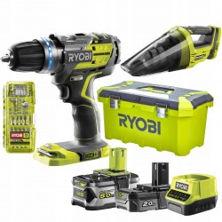 RYOBI WKRĘTARKA UDAROWA +BITY +ODKURZACZ +2Ah+5Ah