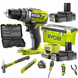 RYOBI WKRĘTARKA WIERTARKA UDAROWA AKUMULATOR R18DD3 +2x2Ah 18V AKCESORIA