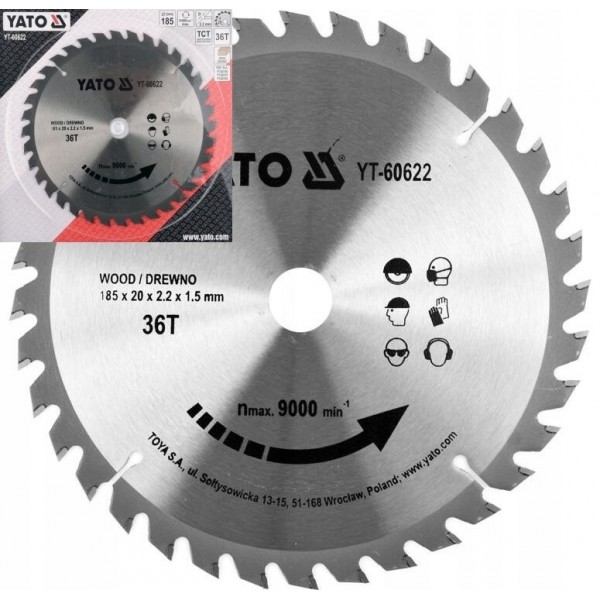 YATO TARCZA WIDIOWA DO DREWNA 185X36TX20MM DLA YT-82151;79257| YT-60622