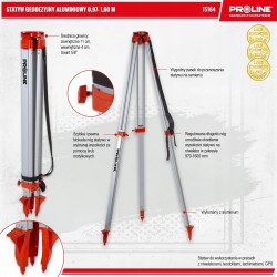 PROLINE STATYW STOJAK GEODEZYJNY ALUMINIOWY 0,97-1,60M DO NIWELATORA