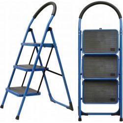 GEKO DRABINA DRABINKA 3-STOPNIOWA SKŁADANA DO 150kg ANTYPOŚLIZGOWA 72cm