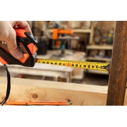 NEO MIARA ZWIJANA STALOWA 5m X19mm AUTO BLOKADA PRZYCISK STOP MAGNES 67-232