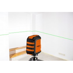 NEO LASER KRZYŻOWY POZIOMICA 15m ZIELONY + STATYW