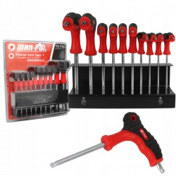 ZESTAW KLUCZE ŚRUBOKRĘTY WKRĘTAKI KĄTOWE TORX 10 SZTUK + METALOWY STOJAK