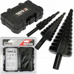 YATO ZESTAW WIERTEŁ STOPNIOWYCH STOŻKOWYCH HSS4241 DO METALU 3SZT. 4-38mm