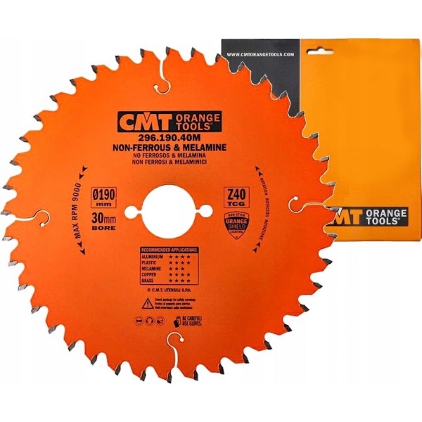 CMT PIŁA MATERIAŁÓW NIEŻELAZNYCH PŁYT LAMINOWANYCH 190X30MM 40Z 296.190.40M CMT PIŁA MATERIAŁÓW NIEŻELAZNYCH PŁYT LAMINOWANYCH 190X30MM 40Z 296.190.40M