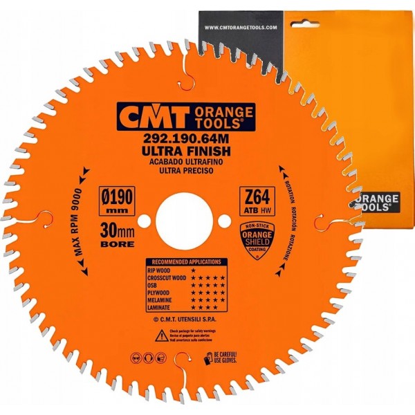 CMT PIŁA PILARKA TARCZOWA DO CIĘCIA DREWNA LAMINATÓW 190X30MM 292.190.64M CMT PIŁA PILARKA TARCZOWA DO CIĘCIA DREWNA LAMINATÓW 190X30MM 292.190.64M