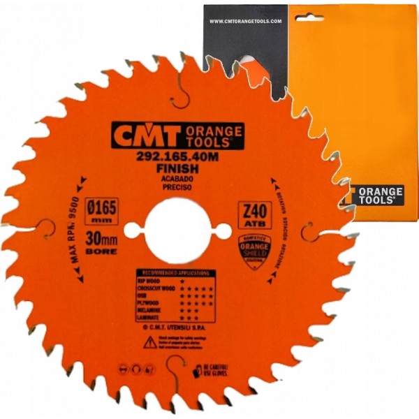 CMT PIŁA PILARKA TARCZOWA DO CIĘCIA DREWNA LAMINATÓW 165X30MM 292.165.40M