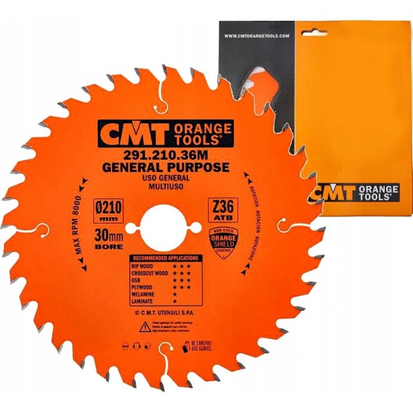 CMT PIŁA PILARKA UNIWERSALNA DO CIĘCIA DREWNA 210X30MM 36Z 291.210.36M CMT PIŁA PILARKA UNIWERSALNA DO CIĘCIA DREWNA 210X30MM 36Z 291.210.36M