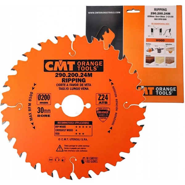 CMT PIŁA TARCZOWA TARCZA DO CIĘCIA WZDŁUŻNEGO DREWNA 200X30MM 290.200.24M CMT PIŁA TARCZOWA TARCZA DO CIĘCIA WZDŁUŻNEGO DREWNA 200X30MM 290.200.24M