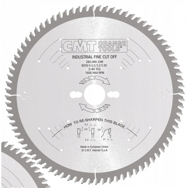 CMT TARCZA PIŁA WYKOŃCZENIOWA DO CIĘCIA DREWNA 250X30MM 80Z 285.080.10M